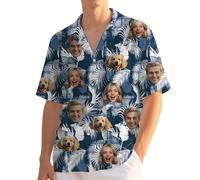 Custom Hawaiian Shirt for Men Funny Hawaiian Shirts with Face Photo Shiteshirts for Men Tropical Summer Beach Casual Short Sleeve Button Down Shirts M-4XL (UK, Alpha, M, 4XL, Regular, Regular, 31)