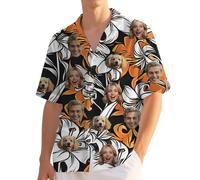 Custom Hawaiian Shirt for Men Funny Hawaiian Shirts with Face Photo Shiteshirts for Men Tropical Summer Beach Casual Short Sleeve Button Down Shirts M-4XL (UK, Alpha, M, 4XL, Regular, Regular, 36)