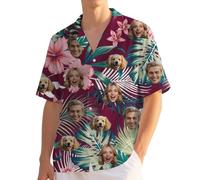 Custom Hawaiian Shirt for Men Funny Hawaiian Shirts with Face Photo Shiteshirts for Men Tropical Summer Beach Casual Short Sleeve Button Down Shirts M-4XL (UK, Alpha, M, 4XL, Regular, Regular, 22)