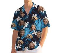 Custom Hawaiian Shirt for Men Funny Hawaiian Shirts with Face Photo Shiteshirts for Men Tropical Summer Beach Casual Short Sleeve Button Down Shirts M-4XL (UK, Alpha, M, 4XL, Regular, Regular, 35)