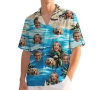 Custom Hawaiian Shirt for Men Funny Hawaiian Shirts with Face Photo Shiteshirts for Men Tropical Summer Beach Casual Short Sleeve Button Down Shirts M-4XL (UK, Alpha, M, 4XL, Regular, Regular, 14)