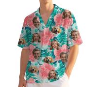 Custom Hawaiian Shirt for Men Funny Hawaiian Shirts with Face Photo Shiteshirts for Men Tropical Summer Beach Casual Short Sleeve Button Down Shirts M-4XL (UK, Alpha, M, 4XL, Regular, Regular, 1)