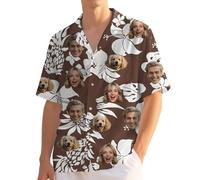 Custom Hawaiian Shirt for Men Funny Hawaiian Shirts with Face Photo Shiteshirts for Men Tropical Summer Beach Casual Short Sleeve Button Down Shirts M-4XL (UK, Alpha, M, 4XL, Regular, Regular, 20)
