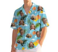 Custom Hawaiian Shirt for Men Funny Hawaiian Shirts with Face Photo Shiteshirts for Men Tropical Summer Beach Casual Short Sleeve Button Down Shirts M-4XL (UK, Alpha, M, 4XL, Regular, Regular, 37)