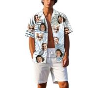 Custom Hawaiian Shirt for Men Funny Hawaiian Shirts with Face Photo Shiteshirts for Men Tropical Summer Beach Casual Short Sleeve Button Down Shirts M-4XL (UK, Alpha, M, 4XL, Regular, Regular, 11)