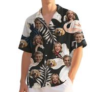 Custom Hawaiian Shirt for Men Funny Hawaiian Shirts with Face Photo Shiteshirts for Men Tropical Summer Beach Casual Short Sleeve Button Down Shirts M-4XL (UK, Alpha, M, 4XL, Regular, Regular, 21)