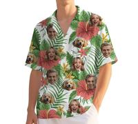 Custom Hawaiian Shirt for Men Funny Hawaiian Shirts with Face Photo Shiteshirts for Men Tropical Summer Beach Casual Short Sleeve Button Down Shirts M-4XL (UK, Alpha, M, 4XL, Regular, Regular, 5)