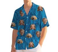 Custom Hawaiian Shirt for Men Funny Hawaiian Shirts with Face Photo Shiteshirts for Men Tropical Summer Beach Casual Short Sleeve Button Down Shirts M-4XL (UK, Alpha, M, 4XL, Regular, Regular, 17)
