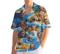 Custom Hawaiian Shirt for Men Funny Hawaiian Shirts with Face Photo Shiteshirts for Men Tropical Summer Beach Casual Short Sleeve Button Down Shirts M-4XL (UK, Alpha, M, 4XL, Regular, Regular, 32)