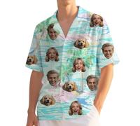 Custom Hawaiian Shirt for Men Funny Hawaiian Shirts with Face Photo Shiteshirts for Men Tropical Summer Beach Casual Short Sleeve Button Down Shirts M-4XL (UK, Alpha, M, 4XL, Regular, Regular, 15)