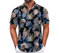 Custom Hawaiian Shirt for Men, Funny Hawaiian Shirts with Faces, Shiteshirts for Men, Tropical Summer Beach Casual Short Sleeve Button Down Shirts (UK, Alpha, XS, 4XL, Regular, Regular, Style 16)