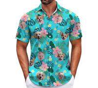 Custom Hawaiian Shirt for Men, Funny Hawaiian Shirts with Faces, Shiteshirts for Men, Tropical Summer Beach Casual Short Sleeve Button Down Shirts (UK, Alpha, XS, 4XL, Regular, Regular, Style 27)