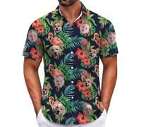 Custom Hawaiian Shirt for Men, Funny Hawaiian Shirts with Faces, Shiteshirts for Men, Tropical Summer Beach Casual Short Sleeve Button Down Shirts (UK, Alpha, XS, 4XL, Regular, Regular, Style 14)