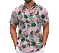 Custom Hawaiian Shirt for Men, Funny Hawaiian Shirts with Faces, Shiteshirts for Men, Tropical Summer Beach Casual Short Sleeve Button Down Shirts (UK, Alpha, XS, 4XL, Regular, Regular, Style 32)