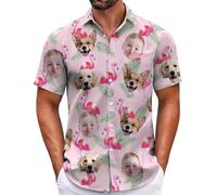 Custom Hawaiian Shirt for Men, Funny Hawaiian Shirts with Faces, Shiteshirts for Men, Tropical Summer Beach Casual Short Sleeve Button Down Shirts (UK, Alpha, XS, 7XL, Regular, Regular, Design 25)