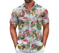 Custom Hawaiian Shirt for Men, Funny Hawaiian Shirts with Faces, Shiteshirts for Men, Tropical Summer Beach Casual Short Sleeve Button Down Shirts (UK, Alpha, XS, 4XL, Regular, Regular, Style 25)