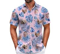 Custom Hawaiian Shirt for Men, Funny Hawaiian Shirts with Faces, Shiteshirts for Men, Tropical Summer Beach Casual Short Sleeve Button Down Shirts (UK, Alpha, XS, 4XL, Regular, Regular, Style 1)
