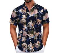 Custom Hawaiian Shirt for Men, Funny Hawaiian Shirts with Faces, Shiteshirts for Men, Tropical Summer Beach Casual Short Sleeve Button Down Shirts (UK, Alpha, XS, 4XL, Regular, Regular, Style 11)