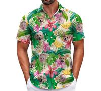 Custom Hawaiian Shirt for Men, Funny Hawaiian Shirts with Faces, Shiteshirts for Men, Tropical Summer Beach Casual Short Sleeve Button Down Shirts (UK, Alpha, XS, 4XL, Regular, Regular, Style 19)