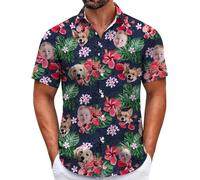 Custom Hawaiian Shirt for Men, Funny Hawaiian Shirts with Faces, Shiteshirts for Men, Tropical Summer Beach Casual Short Sleeve Button Down Shirts (UK, Alpha, XS, 4XL, Regular, Regular, Style 38)