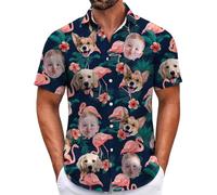 Custom Hawaiian Shirt for Men, Funny Hawaiian Shirts with Faces, Shiteshirts for Men, Tropical Summer Beach Casual Short Sleeve Button Down Shirts (UK, Alpha, XS, Regular, Regular, Design-20)