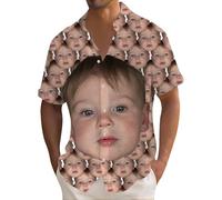 Custom Hawaiian Shirt for Men with Faces, Personalised Shiteshirts Sunmmer Beach Casual Button Down Short Sleeve, Personalised Shiteshirts Hawaiian Shirt Gifts for Men White