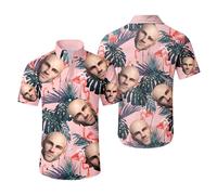 Custom Hawaiian Shirt W/Face for Men Personalized Funny Button Down Hawaiian Shirts w/Photo Tropical Beach Shirts (UK, Alpha, 3XL, Regular, Regular, #3)