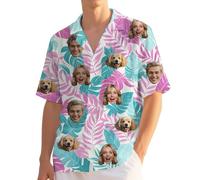 Custom Hawaiian Shirt with Face,Personalised Hawaiian Shirts for Men,Funny Summer Beach Casual Short Sleeve Shiteshirts Shirts,Personalised Gifts for Men
