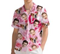 Custom Hawaiian Shirt with Face,Personalised Hawaiian Shirts for Men,Funny Summer Beach Casual Short Sleeve Shiteshirts Shirts,Personalised Gifts for Men (P1)