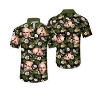 Custom Hawaiian Shirt with Face Pet Picture，Funny Hawaiian Shirt with Face Personalized Funny Button Up Shirts for Men (UK, Alpha, XXL, Regular, Regular, #11)