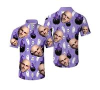 Custom Hawaiian Shirt with Face Pet Picture Funny Hawaiian Shirt with Face Personalized Funny Button Up Shirts for Men (UK, Alpha, 3XL, Regular, Regular, #20)