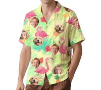 Custom Hawaiian Shirts for Men and Women, Personalised Shiteshirts with 1~3 Face Photo, Funny Ugly Shit Shirt, Short Sleeve Button Down Tropical Flowers Summer Hawaiian Shirt