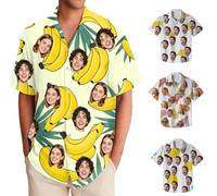 Custom Hawaiian Shirts for Men Personalised Shiteshirts with Face Photo Summer Short Sleeve Shirts Hawaiian Fancy Dress (UK, Alpha, M, 4XL, Regular, Regular, Fruits)