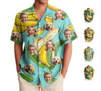 Custom Hawaiian Shirts for Men, Shiteshirts with 1~3 Faces, Hawaiian Shirt and Shorts Set, Funny Ugly Shirt, Short Sleeve Button Down, Summer Beach Birds Flower Patterns, Unisex, M~4XL