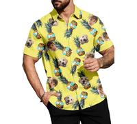 Custom Hawaiian Shirts for Men with Face Personalised Funny Men's Button Down ShirtsTropical Summer Beach Casual Short Sleeve (UK, Alpha, XL, Regular, Regular, Color-9)