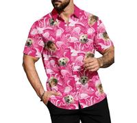 Custom Hawaiian Shirts for Men with Face Personalised Funny Men's Button Down ShirtsTropical Summer Beach Casual Short Sleeve (UK, Alpha, M, Regular, Regular, Color-7)