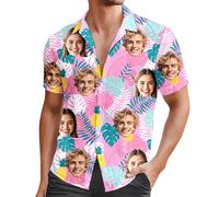Custom Hawaiian Shirts for Men with Face, Personalised Hawaiian Shirts, Casual Short Sleeve Button Down Summer Funny Shirt, Comfortable Lightweight Mens Shirt, Personalised Gifts for Men UK