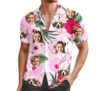 Custom Hawaiian Shirts for Men with Face, Personalised Hawaiian Shirts, Casual Short Sleeve Button Down Summer Funny Shirt, Comfortable Lightweight Mens Shirt, Personalised Gifts for Men UK