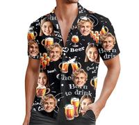 Custom Hawaiian Shirts for Men with Face, Personalised Hawaiian Shirts, Casual Short Sleeve Button Down Summer Funny Shirt, Comfortable Lightweight Mens Shirt, Personalised Gifts for Men UK