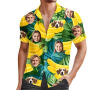 Custom Hawaiian Shirts for Men with Face, Personalised Hawaiian Shirts, Casual Short Sleeve Button Down Summer Funny Shirt, Comfortable Lightweight Mens Shirt, Personalised Gifts for Men UK