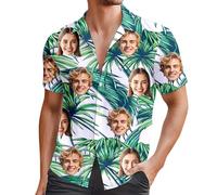 Custom Hawaiian Shirts for Men with Face, Personalised Hawaiian Shirts, Casual Short Sleeve Button Down Summer Funny Shirt, Comfortable Lightweight Mens Shirt, Personalised Gifts for Men UK