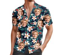 Custom Hawaiian Shirts for Men with Face, Personalised Hawaiian Shirts, Casual Short Sleeve Button Down Summer Funny Shirt, Comfortable Lightweight Mens Shirt, Personalised Gifts for Men UK