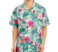 Custom Hawaiian Shirts for Men with Face, Personalised Hawaiian Shirts, Casual Short Sleeve Button Down Summer Funny Shirt, Comfortable Lightweight Mens Shirt, Personalised Gifts for Men UK Green
