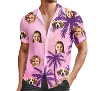 Custom Hawaiian Shirts for Men with Face, Personalised Hawaiian Shirts, Casual Short Sleeve Button Down Summer Funny Shirt, Comfortable Lightweight Mens Shirt, Personalised Gifts for Men UK