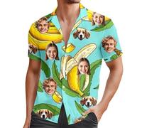 Custom Hawaiian Shirts for Men with Face, Personalised Hawaiian Shirts, Casual Short Sleeve Button Down Summer Funny Shirt, Comfortable Lightweight Mens Shirt, Personalised Gifts for Men UK