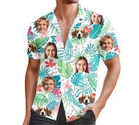 Custom Hawaiian Shirts for Men with Face, Personalised Shiteshirts Hawaiian Shirts, Funny Shirt, Tropical Summer Beach Casual Short Sleeve, Personalised Gifts for Men