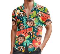 Custom Hawaiian Shirts for Men with Face, Personalised Shiteshirts Hawaiian Shirts, Funny Shirt, Tropical Summer Beach Casual Short Sleeve, Personalised Gifts for Men
