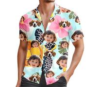 Custom Hawaiian Shirts for Men with Face, Personalised Shiteshirts Hawaiian Shirts, Funny Shirt, Tropical Summer Beach Casual Short Sleeve, Personalised Gifts for Men