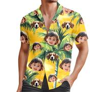 Custom Hawaiian Shirts for Men with Face, Personalised Shiteshirts Hawaiian Shirts, Funny Shirt, Tropical Summer Beach Casual Short Sleeve, Personalised Gifts for Men