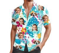 Custom Hawaiian Shirts for Men with Face, Personalised Shiteshirts Hawaiian Shirts, Funny Shirt, Tropical Summer Beach Casual Short Sleeve, Personalised Gifts for Men
